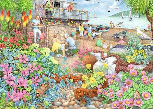 Ravensburger Cosy Cafe Collection No. 1 Beach Garden Cafe 1000 Piece Puzzle image 1