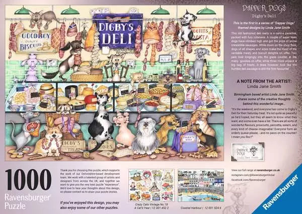 Ravensburger Linda Jane Smith Dapper Dogs No.1 Digby's Deli 1000 Piece Puzzle image 2