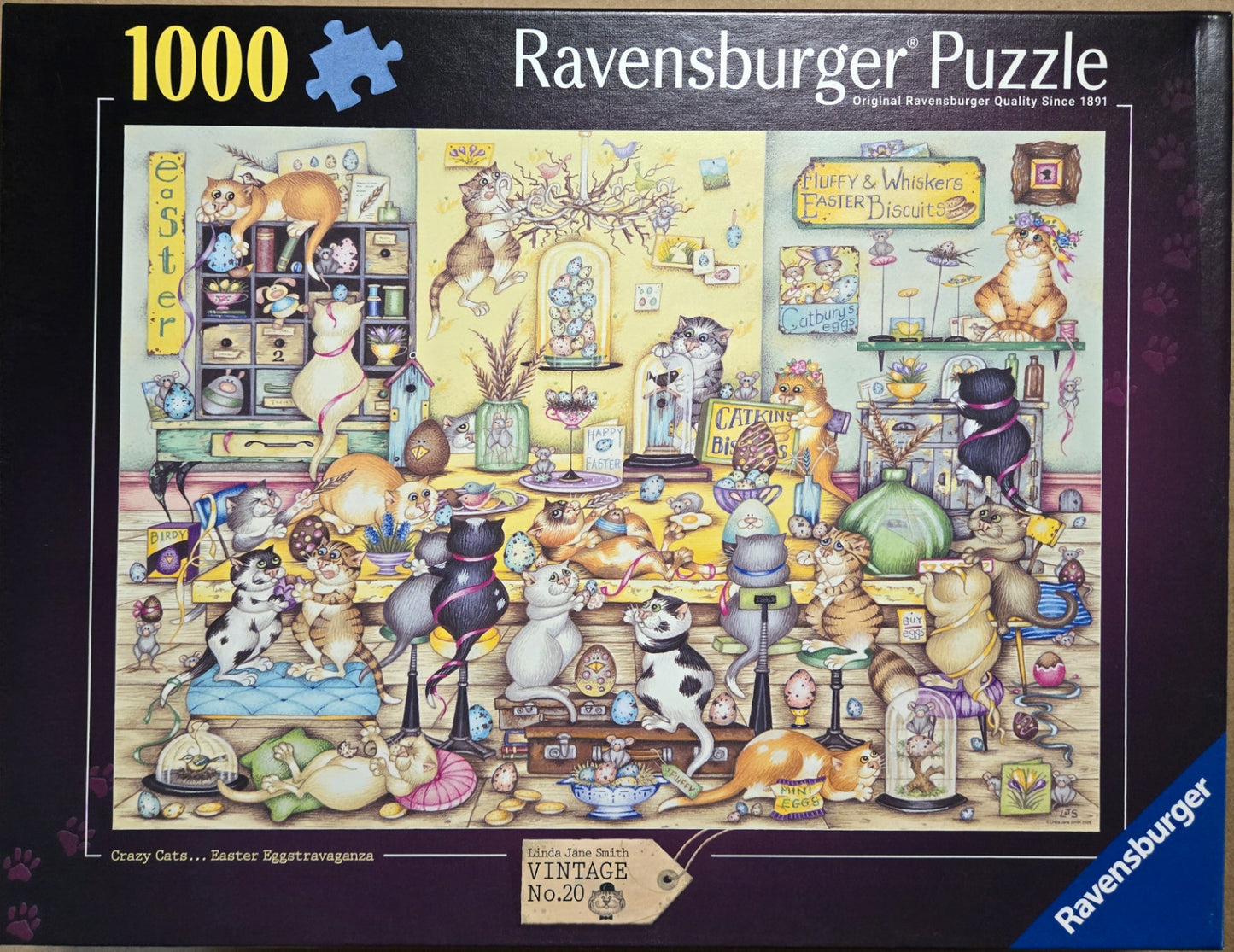 Ravensburger Linda Jane Smith Vintage No. 20 Crazy Cats Easter Eggstravaganza 1000 Piece Puzzle image 2