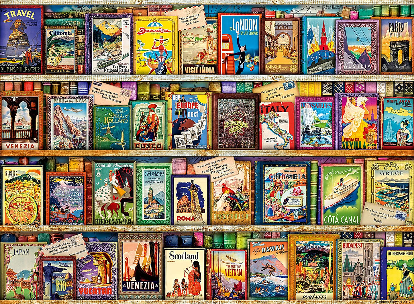 Ravensburger Aimee Stewart Vintage Travel Guides 500 Piece Puzzle image 1