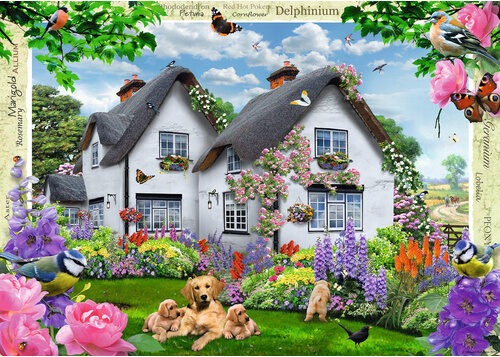 Ravensburger Country Cottage Collection No. 9 Delphinium Cottage 1000 Piece Puzzle image 1