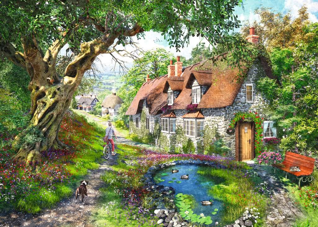 Ravensburger Down the Lane No.1 : Flower Hill Lane 1000 Piece Puzzle image 1