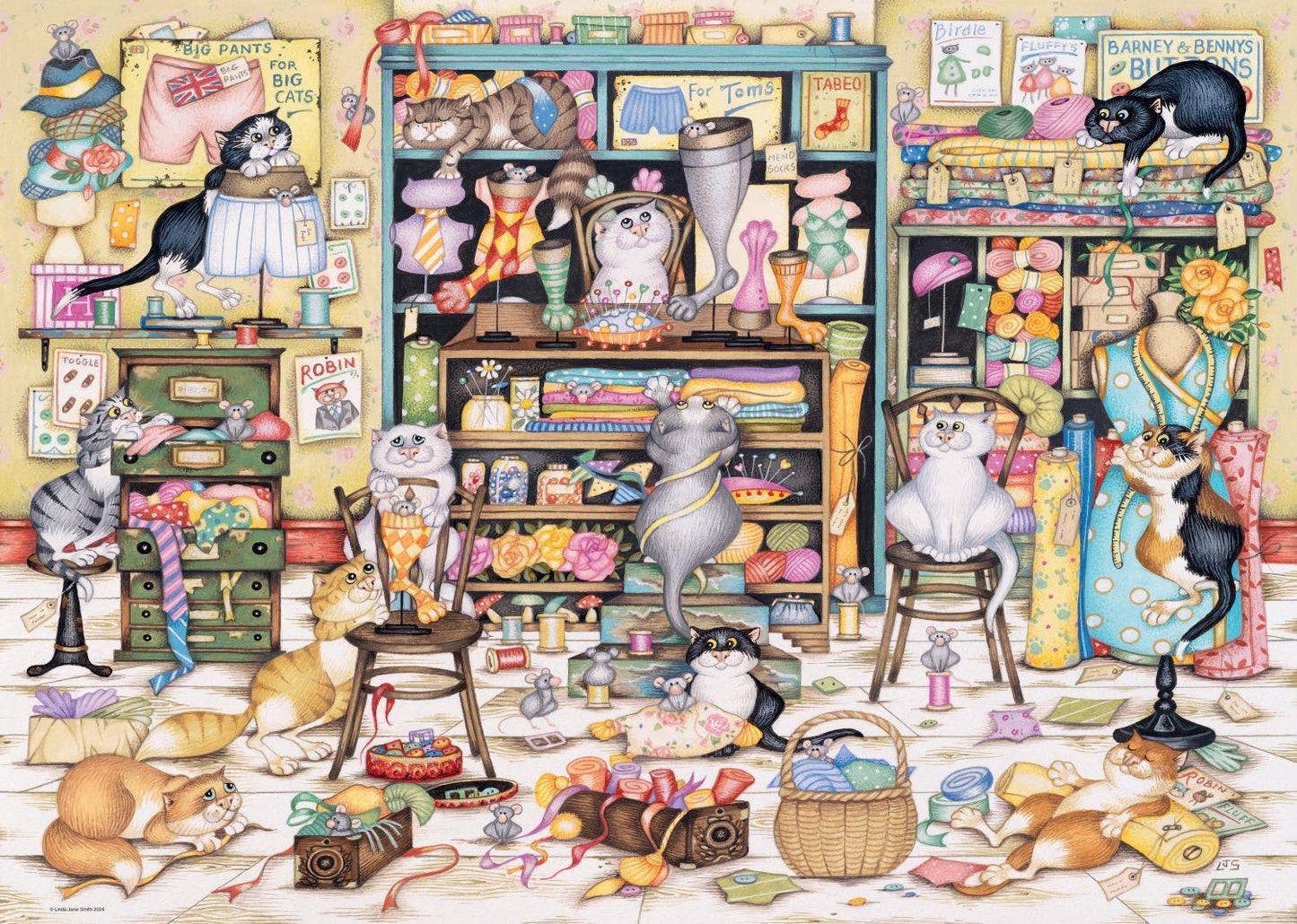 Ravensburger Vintage No. 15 Crazy Cats Mrs Hardwick's Haberdashery 1000 Piece Puzzle image 1