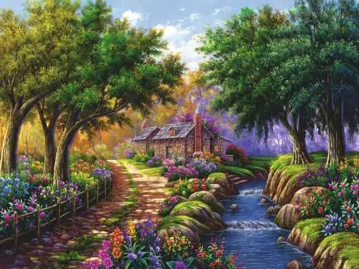 Ravensburger Cottage by the River 1500 Piece Puzzle image 1
