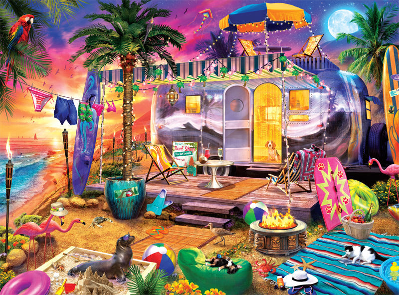 Buffalo Games Night & Day Beach Holiday 1000 Piece Puzzle image 1