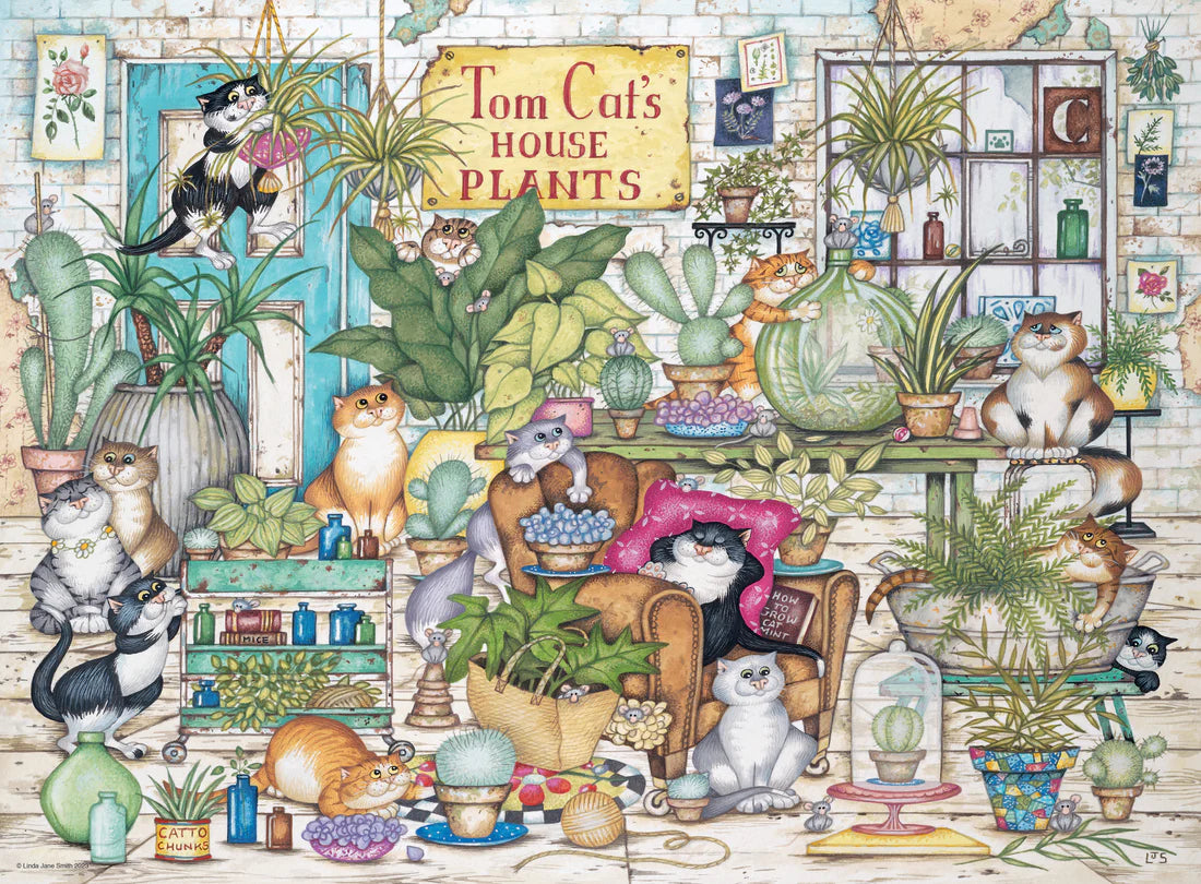 Ravensburger Vintage No. 13 Crazy Cats Tom Cat's House Plants 500 Piece Puzzle image 1