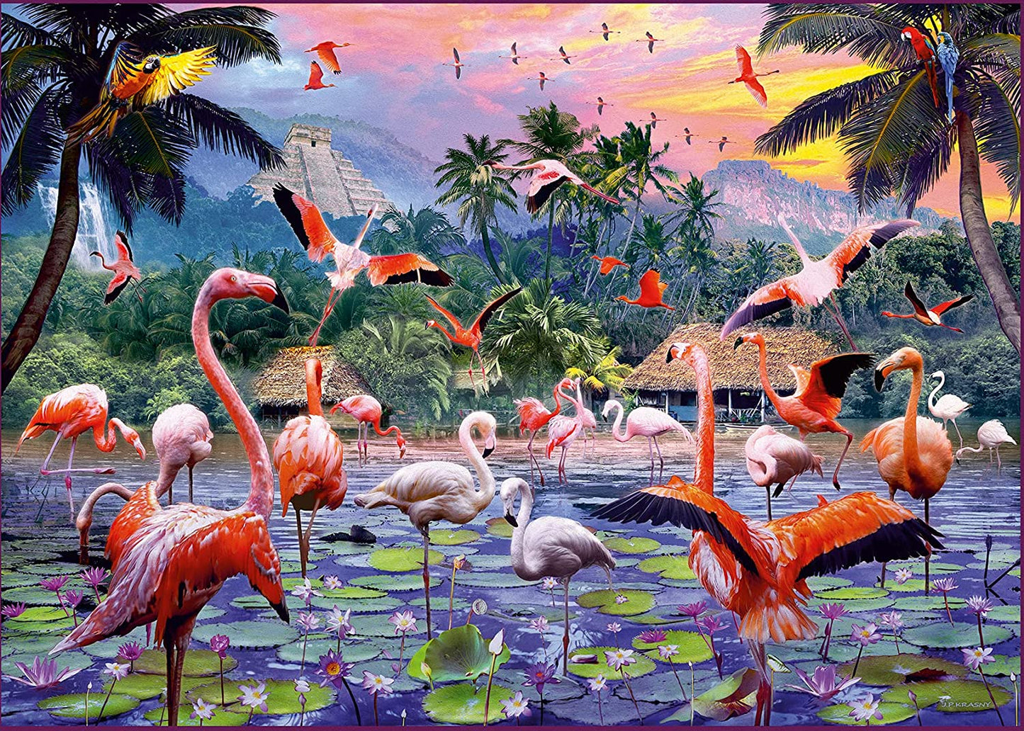 Ravensburger Pink Flamingos 1000 Piece Puzzle image 1
