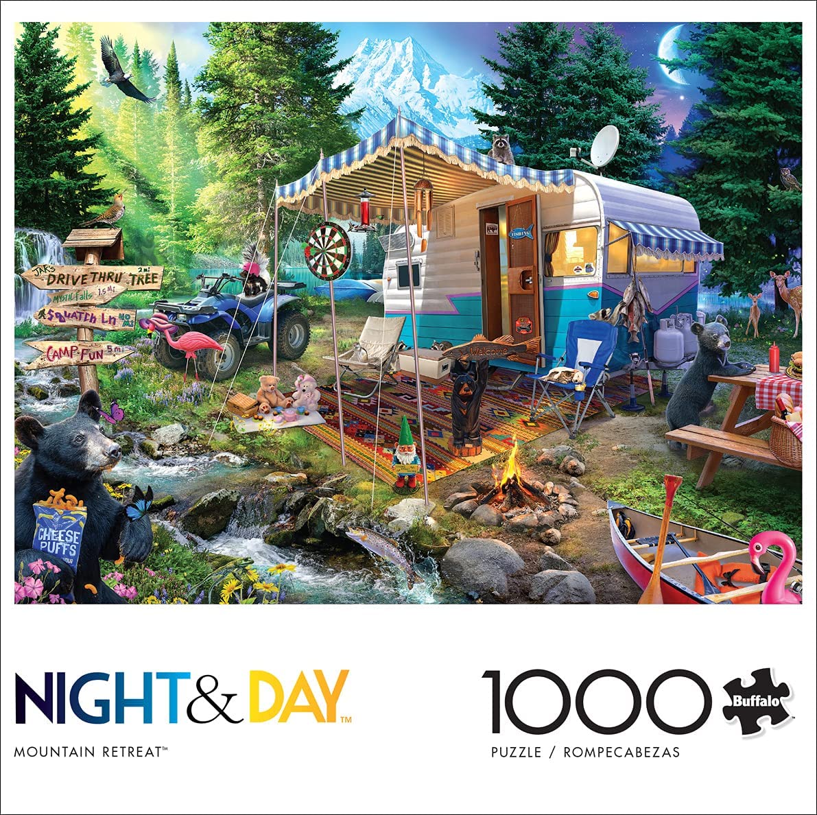 Buffalo Games Night & Day Mountain Retreat 1000 Piece Puzzle image 0