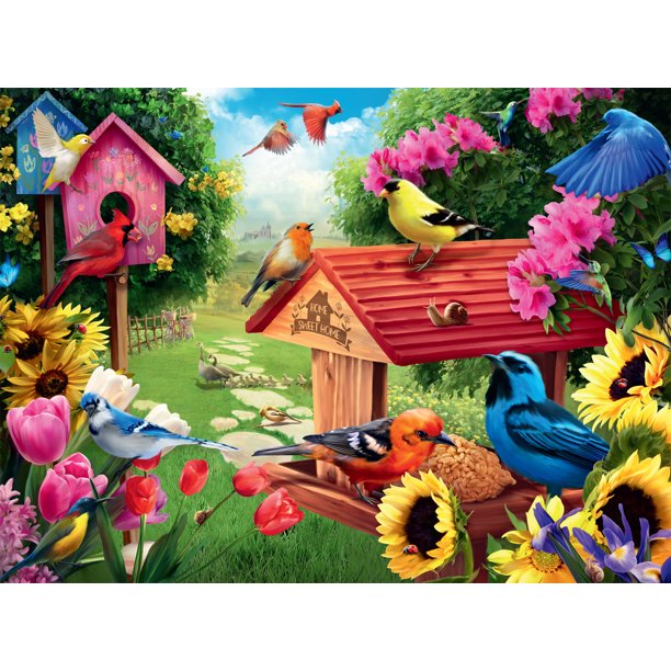 Buffalo Games Bird's Eye View Garden Birdhouse 1000 Piece Puzzle image 1