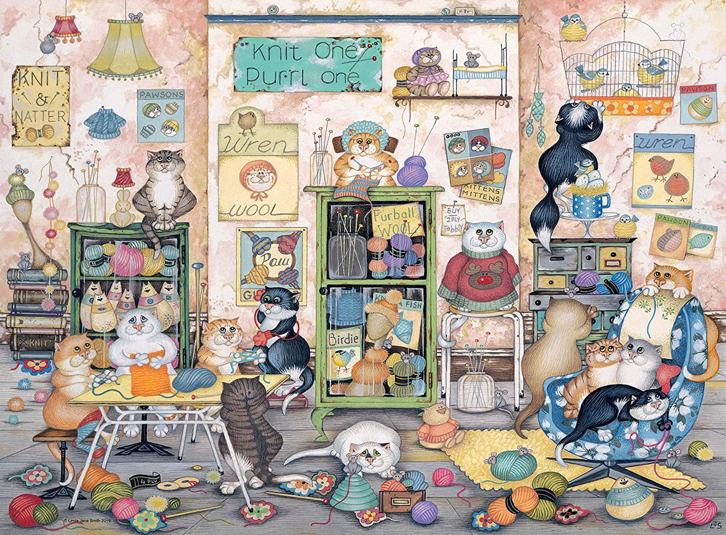 Ravensburger Crazy Cats Knit One Furrl One Vintage No.7 500 Piece Puzzle image 1
