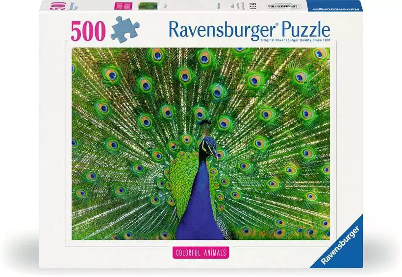 Ravensburger Colorful Animals Peacock 500 Piece Puzzle image 0