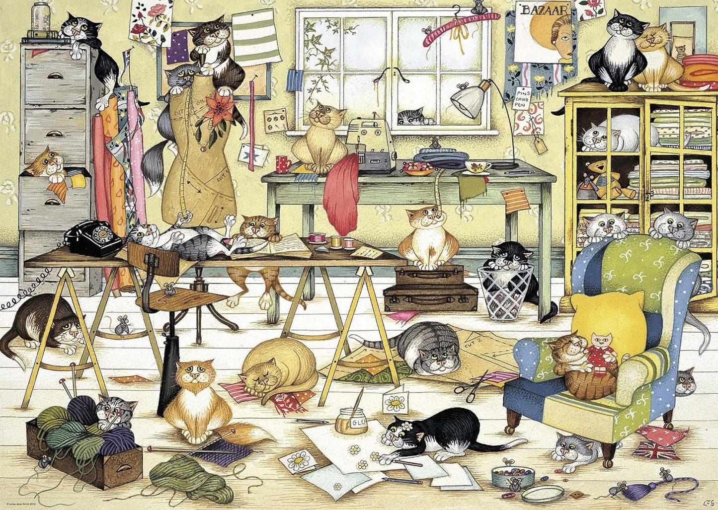 Ravensburger Linda Jane Smith Crazy Cats... In The Craft Room 1000 Piece Puzzle image 1