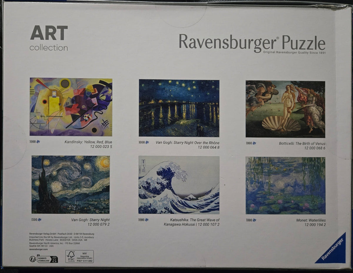 Ravensburger Art Collection Monet Waterlilies 1000 Piece Puzzle
