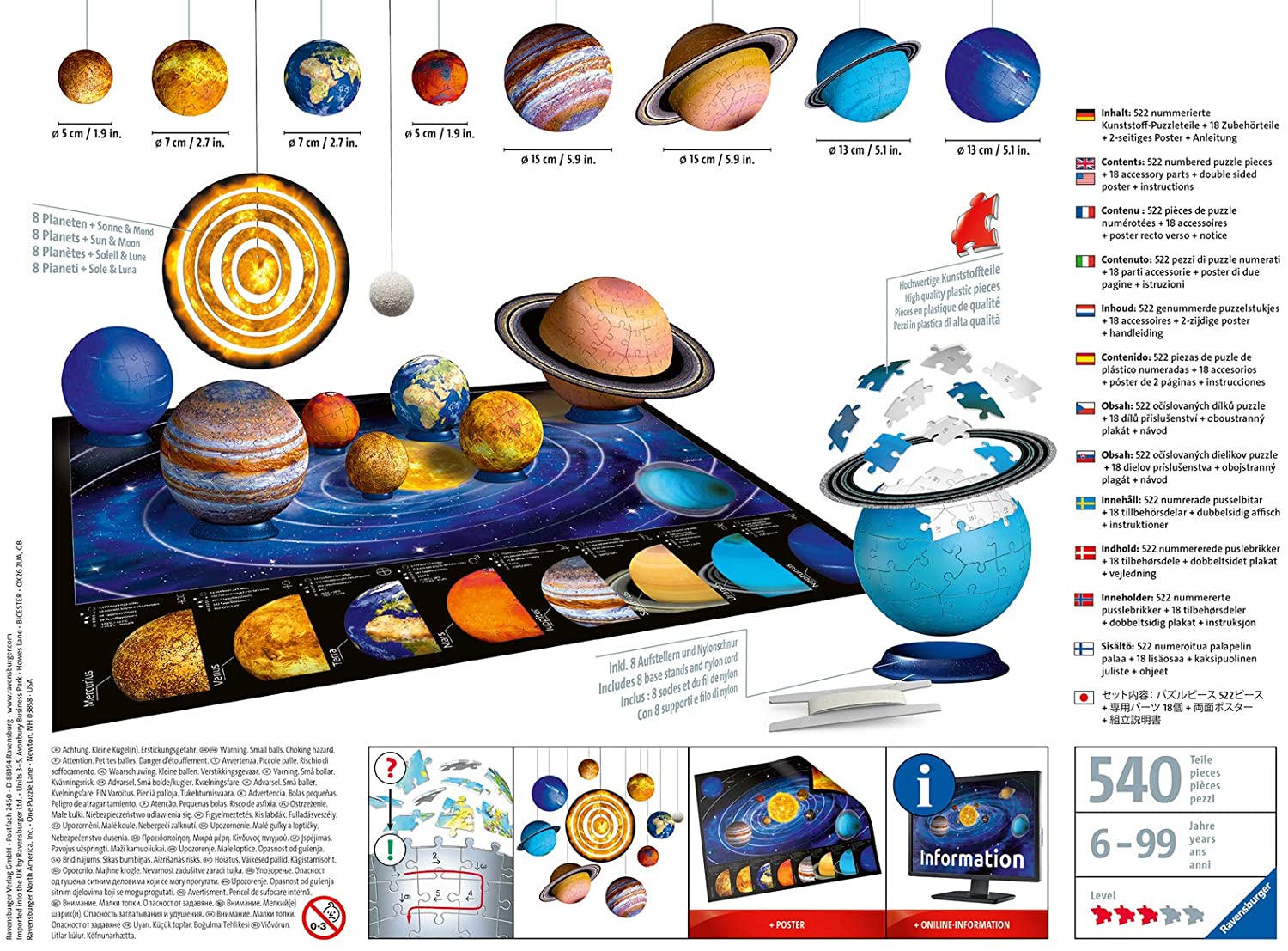 Ravensburger Solar System 540 Piece 3D Puzzle image 1