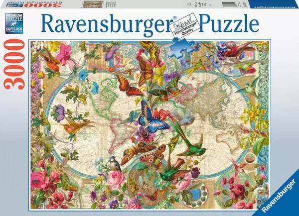 Ravensburger Flora & Fauna World Map 3000 Piece Puzzle image 0