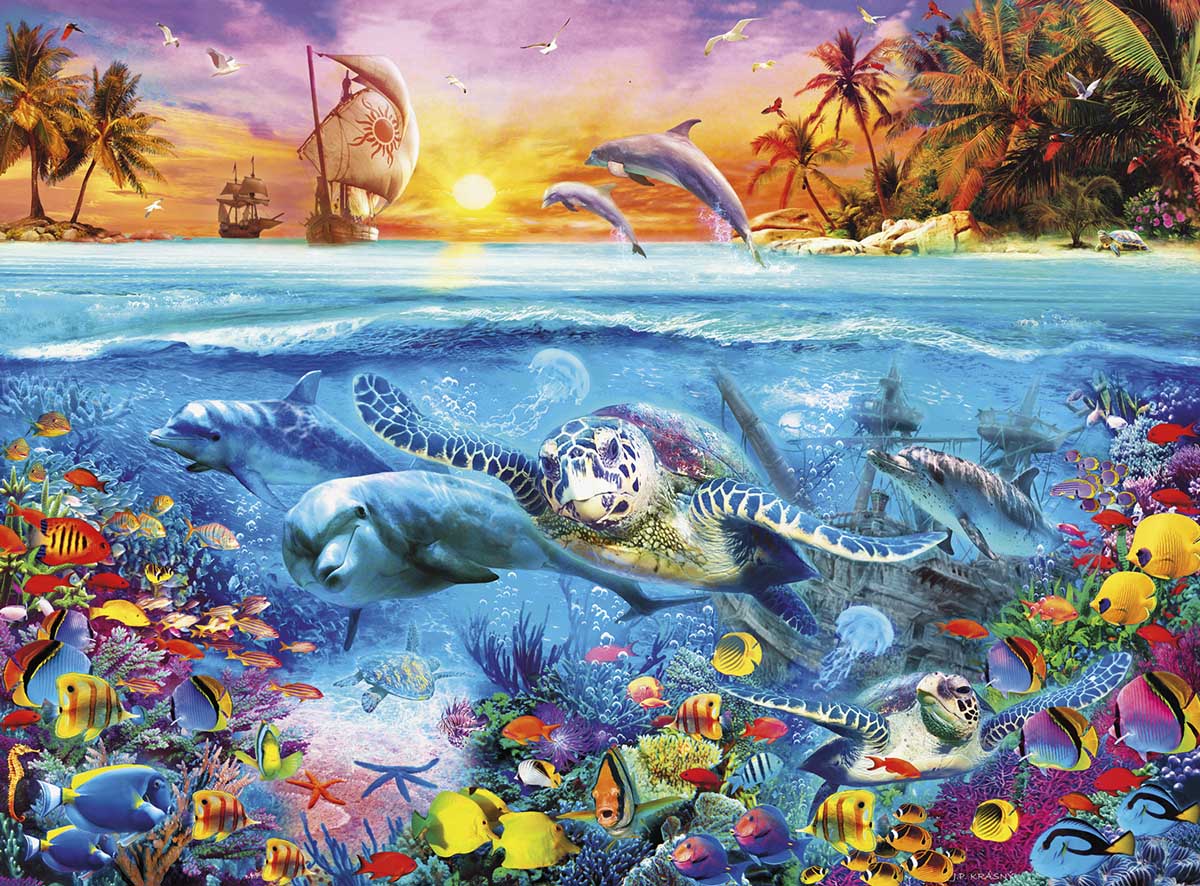 Buffalo Games Marine Color Turtle Reef 1000 Piece Puzzle image 1
