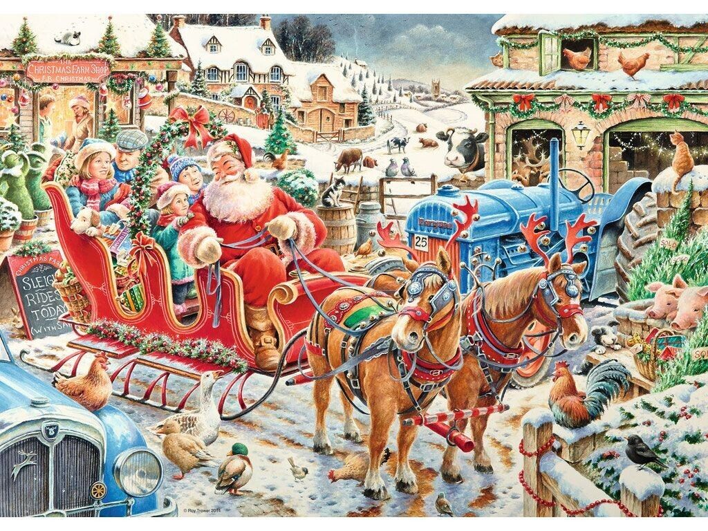 Ravensburger 2014 Roy Trower Limited Edition The Christmas Farm 1000 Piece Puzzle image 1