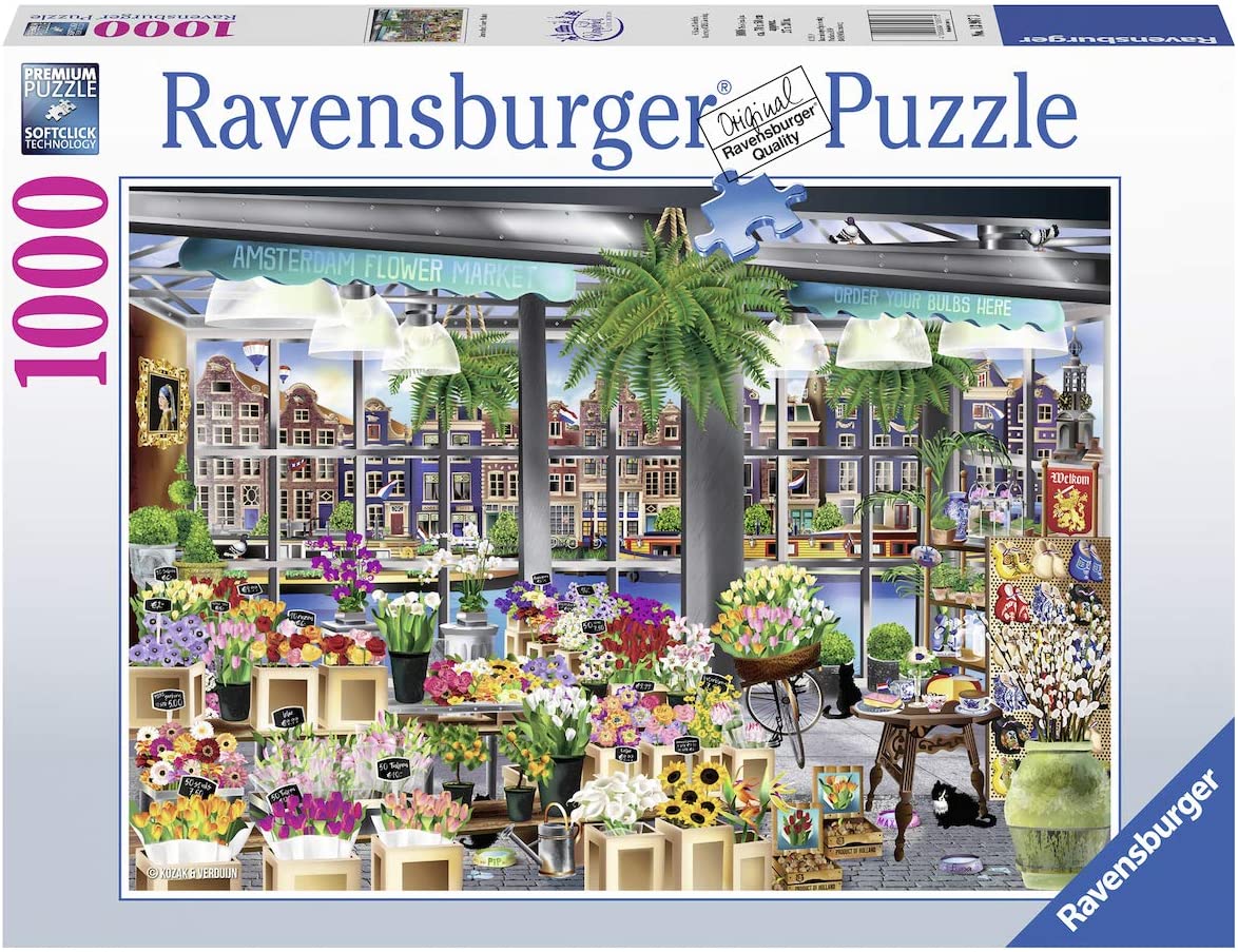 Ravensburger Wanderlust Collection Amsterdam Flower Market 1000 Piece Puzzle image 0