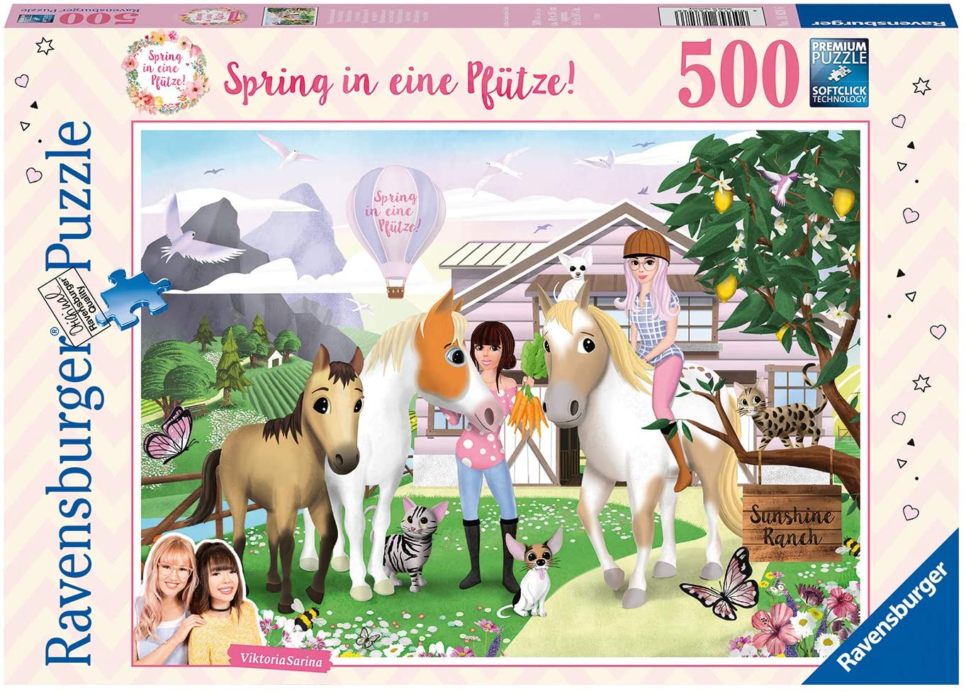 Ravensburger ViktoriaSarina and her friends Jump in a puddle 500 Piece Puzzle image 0