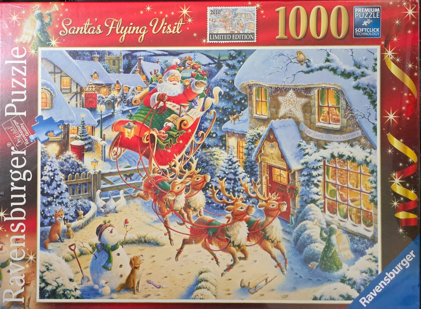 Ravensburger Christmas Limited Edition 2010 Roy Trower Santa's Flying Visit 1000 Piece Puzzle image 2