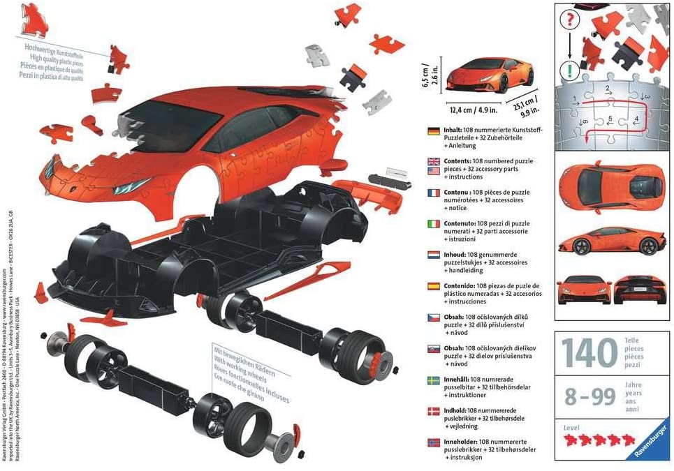 Ravensburger Lamborghini Huracan EVO140 Piece 3D Puzzle image 1
