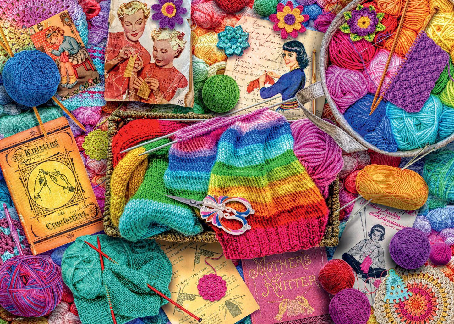 Ravensburger Aimee Stewart Vintage Knitting & Crochet 1000 Piece Puzzle image 1