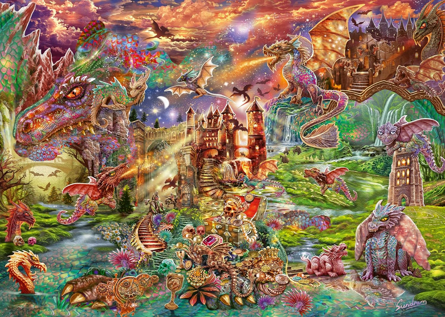 Schmidt Dragon Treasure 2000 Piece Puzzle image 1