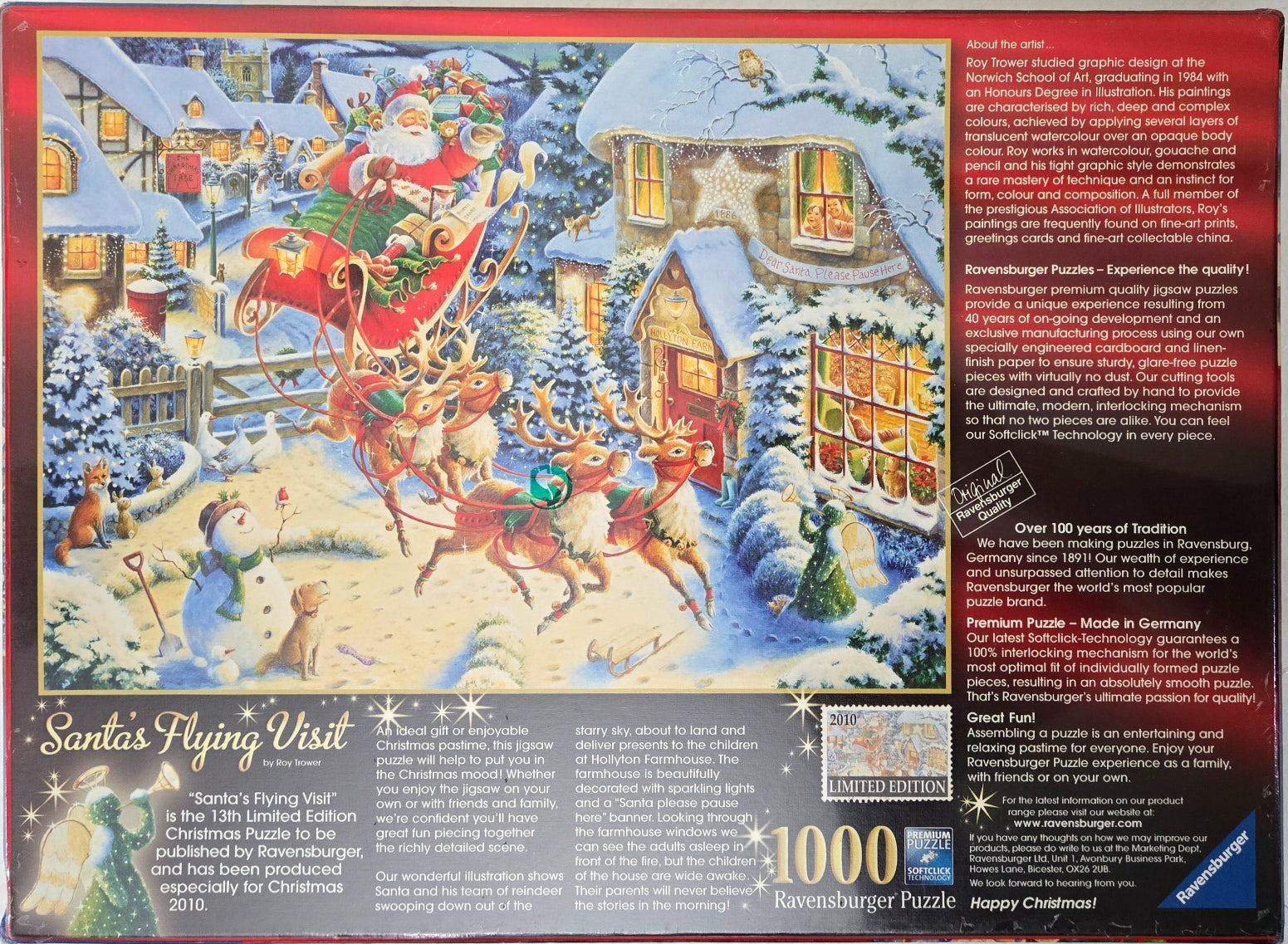 Ravensburger Christmas Limited Edition 2010 Roy Trower Santa's Flying Visit 1000 Piece Puzzle image 3