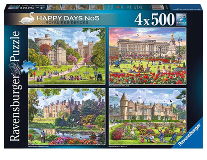 Ravensburger Happy Days No. 5 Royal Residences 4 x 500 Piece Puzzle image 0
