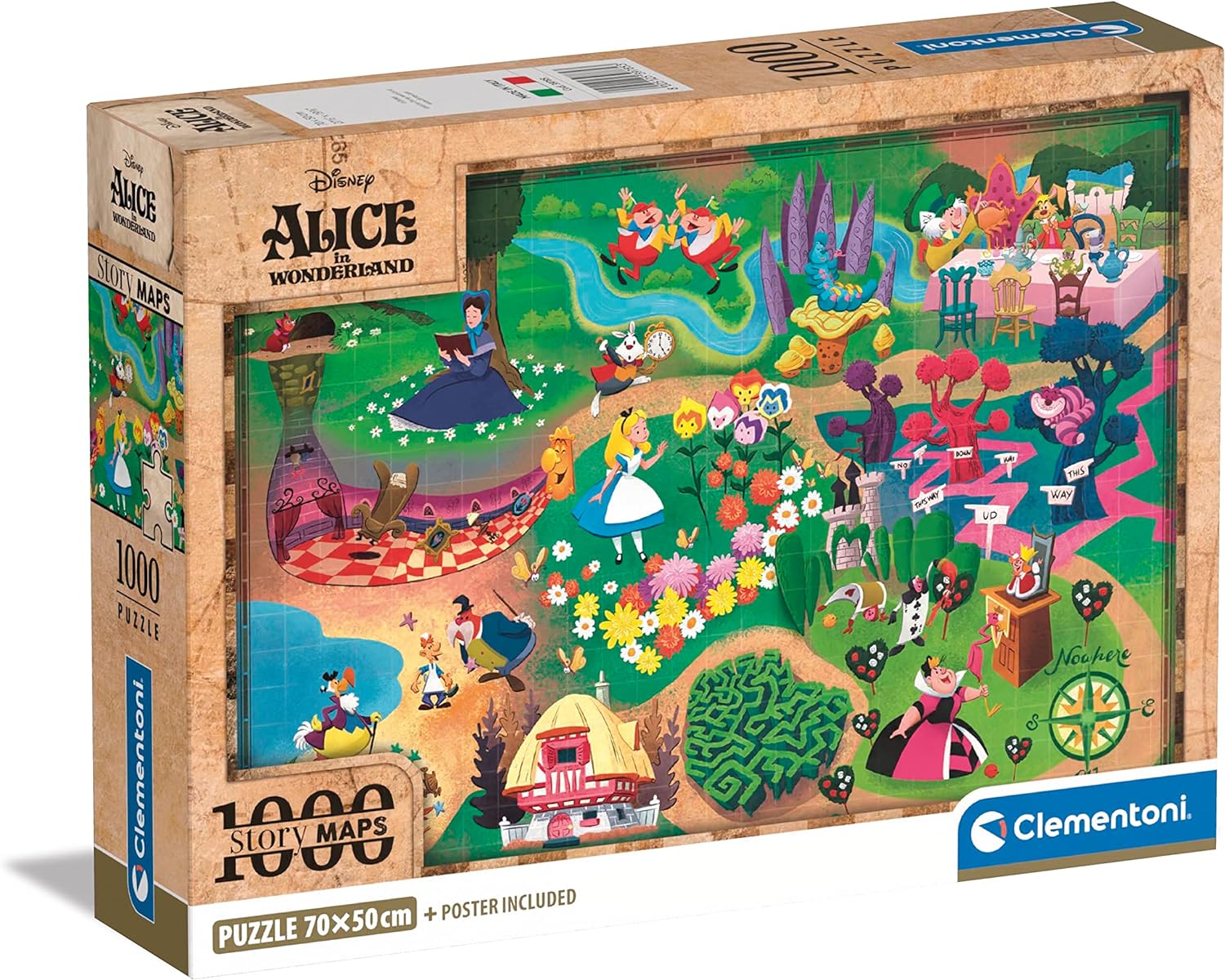 Clementoni Alice In Wonderland Story Maps 1000 Piece Puzzle image 0