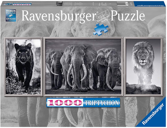 Ravensburger Triptychon Panthers, Elephants, Lions 1000 Piece Puzzle image 0