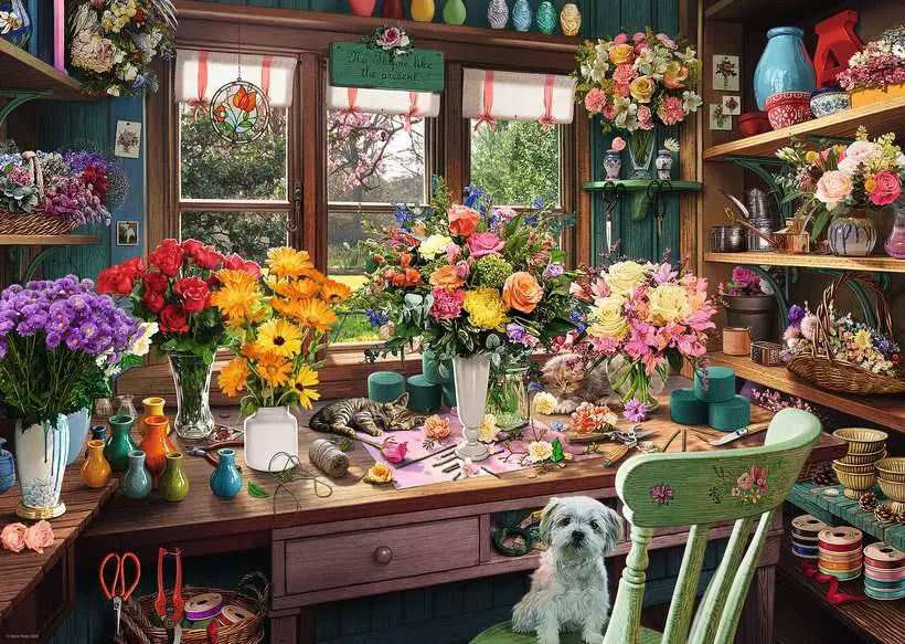 Ravensburger My Haven No. 13 The Flower Arranger's Shed 1000 Piece Puzzle image 1