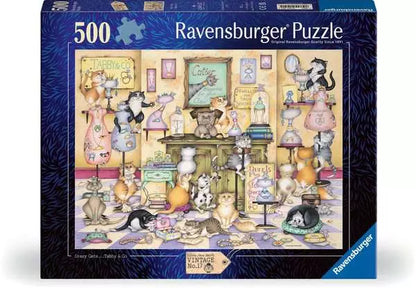 Ravenburger Linda Jane Smith Vintage No. 17 Crazy Cats Tabby & Co 500 Piece Puzzle image 0