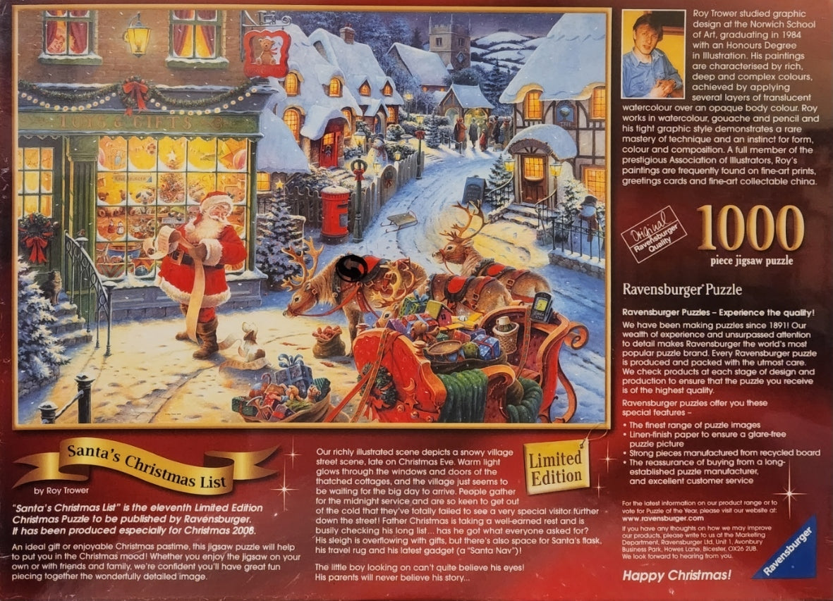 Ravensburger Limited Edition Santa's Christmas List 1000 Piece Puzzle image 1