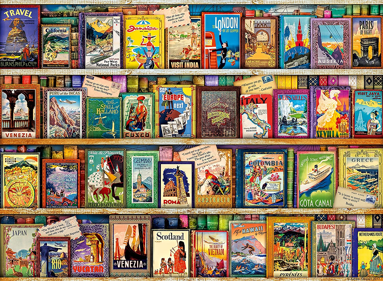 Ravensburger Aimee Stewart Vintage Travel Guides 500 Piece Puzzle image 1