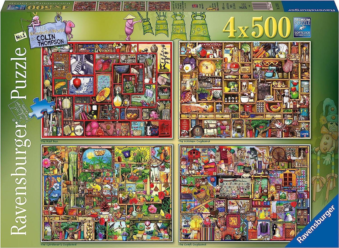 Ravensburger The Wonderful World of Colin Thompson 4 x 500 Piece Puzzle (Includes The Red Box) image 0
