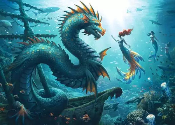 Ravensburger Enchanted Depths: Dragon, Mermaid and Turtles 1000 Piece Puzzle image 1
