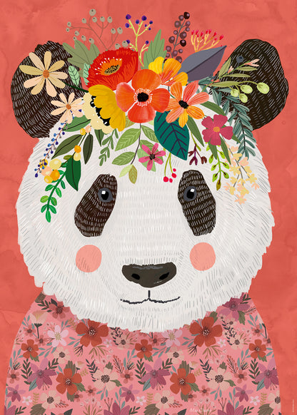 Heye Floral Friends Cuddly Panda 1000 Piece Puzzle image 1