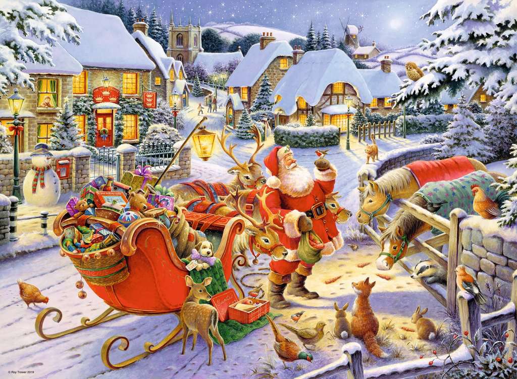 Ravensburger Christmas Collection No.1, Christmas Market & Santa's Christmas Supper 2x500Pc Puzzle image 2