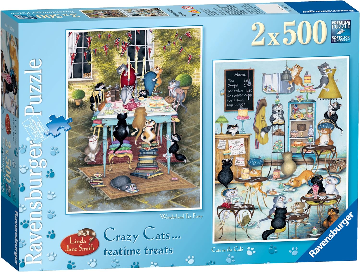Ravensburger Linda Jane Smith Crazy Cats... Teatime Treats 2 x 500 Piece Puzzle image 0