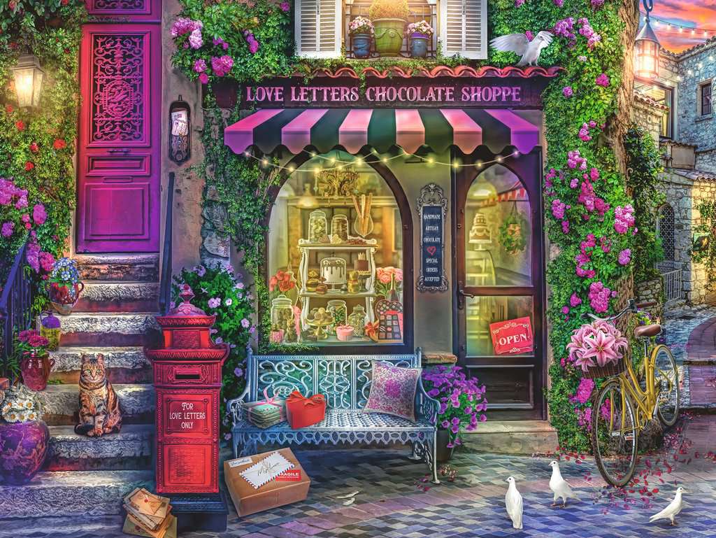 Ravensburger Love Letters Chocolate Shoppe 1500 Piece Puzzle image 1