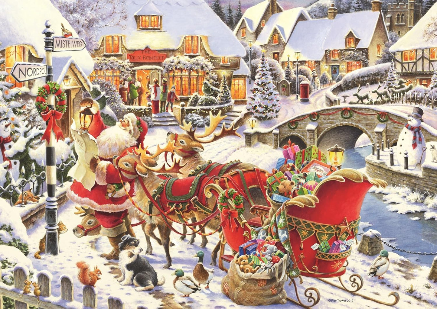 Ravensburger Christmas 2013 Roy Trower Santa Needs Directions 1000 Piece Puzzle image 1