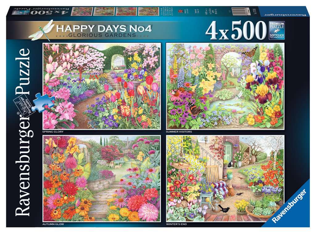 Ravensburger Happy Days No. 4 Glorious Gardens 4 x 500 Piece Puzzle image 0