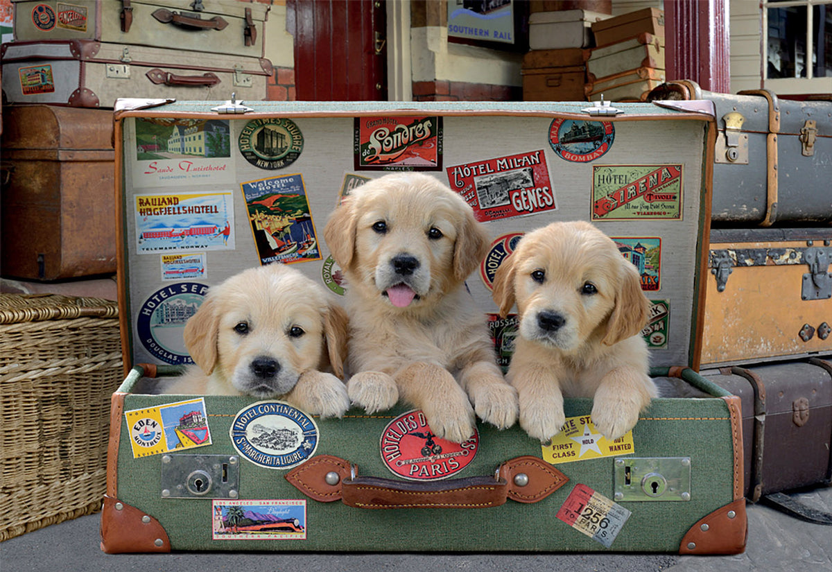 Educa Puppies In The Luggage 500 Piece Puzzle image 1