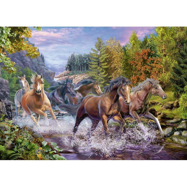 Ravensburger Rushing River Horses 300 Piece Puzzle image 1
