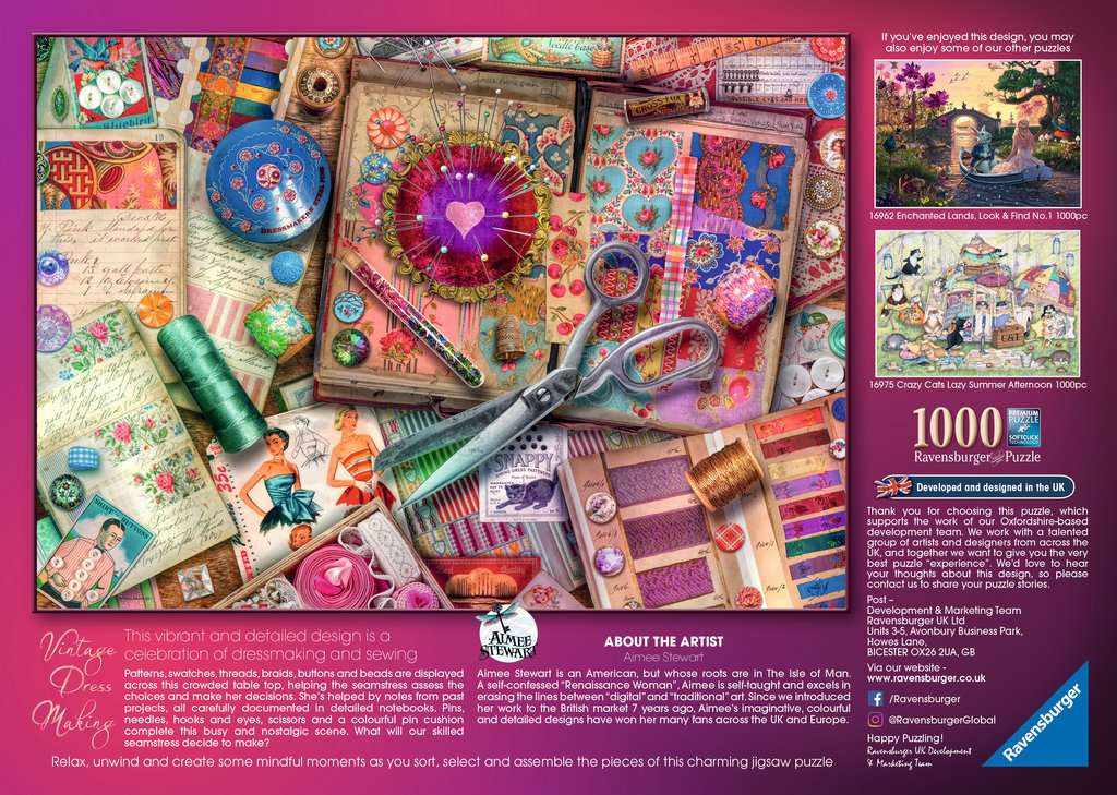 Ravensburger Aimee Stewart Vintage Dress Making 1000 Piece Puzzle image 2