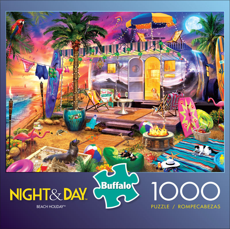 Buffalo Games Night & Day Beach Holiday 1000 Piece Puzzle image 0