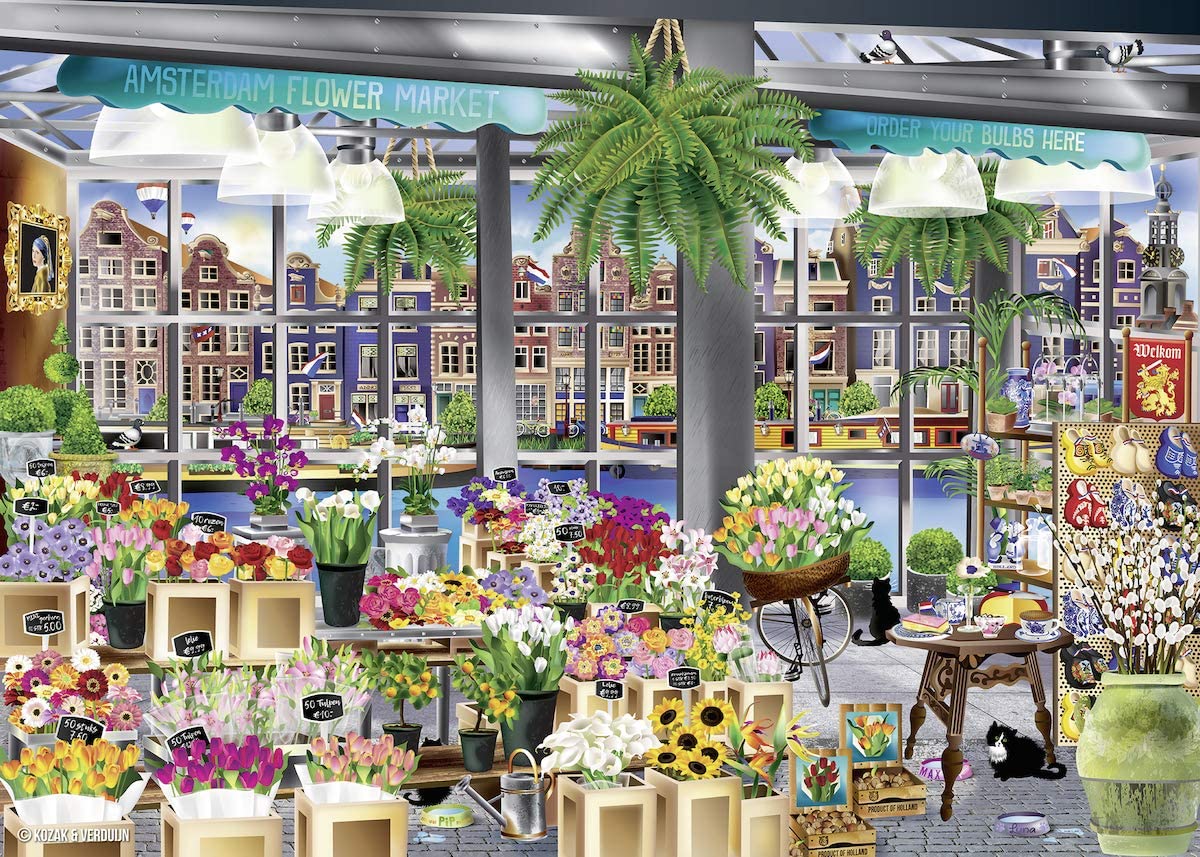 Ravensburger Wanderlust Collection Amsterdam Flower Market 1000 Piece Puzzle image 1