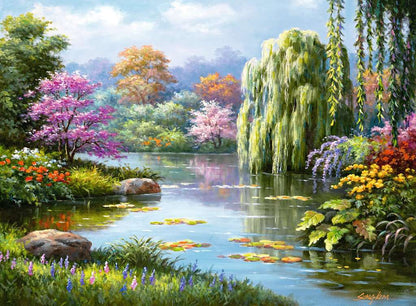Ravensburger Romantic Pond View 500 Piece Puzzle image 1