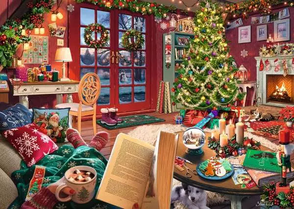 Ravensburger Cozy Christmas Retreat 500 Large Piece Format Puzzle image 1